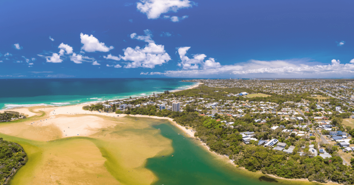 Image-Sunshine-Coast-set-to-welcome-more-local-visitors-aerial-view-beach-town